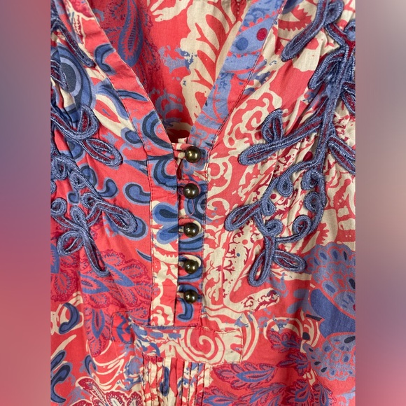 Charter Club Sleeveless Red and Blue Floral Soutache Braid Tunic 14 Women’s GUC - Picture 12 of 14